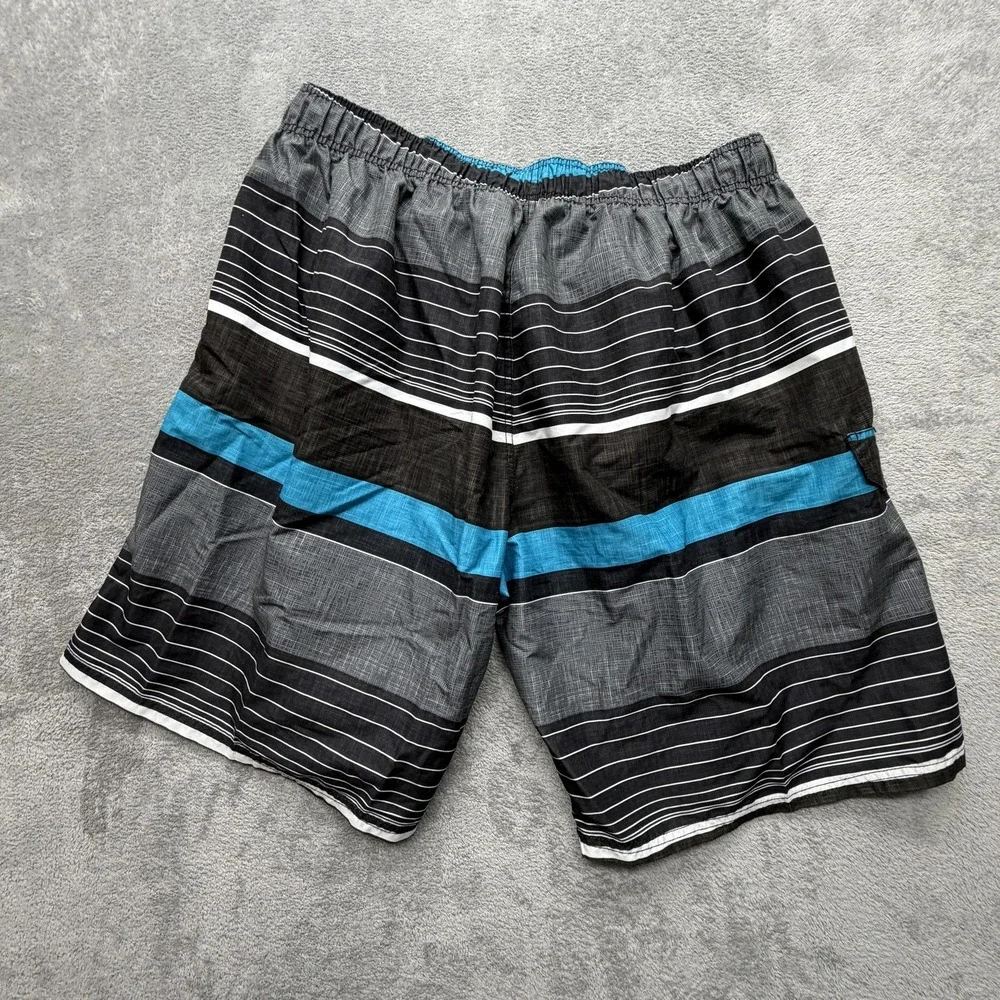 Kanu Surf Board Shorts Mens Big‎ 3X Gray Striped Built-In Brief Drawstring Lined